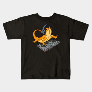 Bearded Dragon DJ Disc Jockey Kids T-Shirt